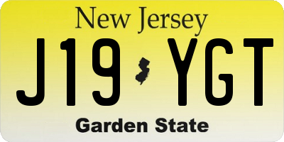 NJ license plate J19YGT