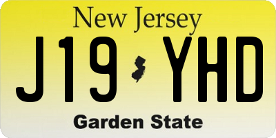 NJ license plate J19YHD