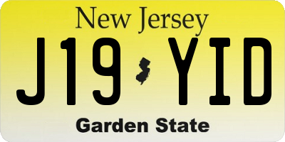 NJ license plate J19YID