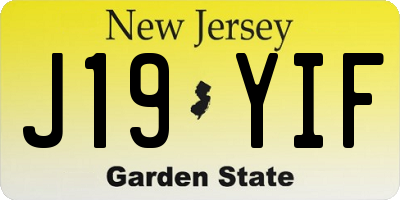 NJ license plate J19YIF