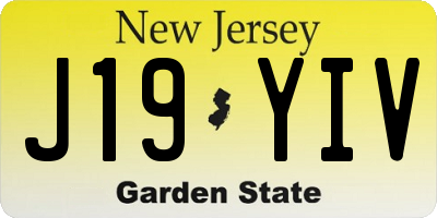 NJ license plate J19YIV