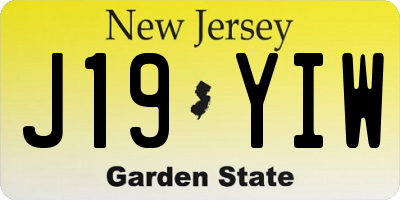 NJ license plate J19YIW