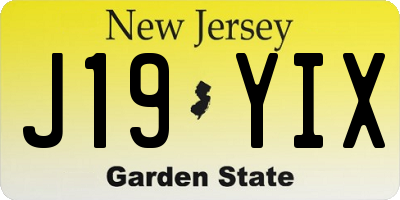 NJ license plate J19YIX