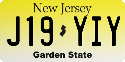 NJ license plate J19YIY