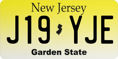 NJ license plate J19YJE
