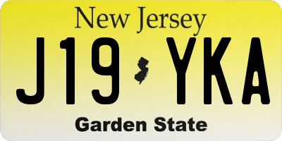 NJ license plate J19YKA