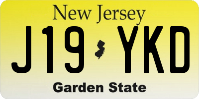 NJ license plate J19YKD
