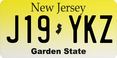 NJ license plate J19YKZ