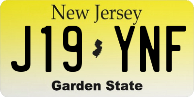 NJ license plate J19YNF