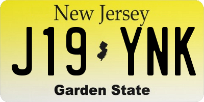 NJ license plate J19YNK