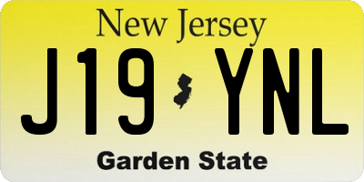NJ license plate J19YNL