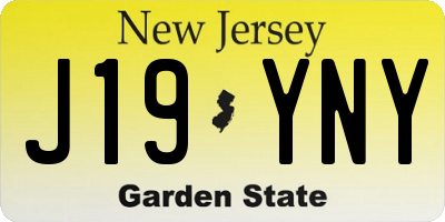 NJ license plate J19YNY