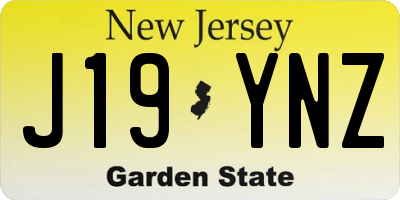 NJ license plate J19YNZ