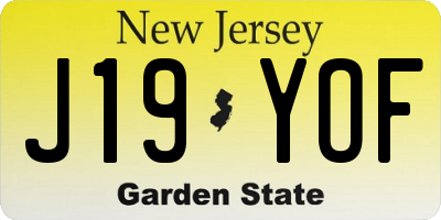 NJ license plate J19YOF