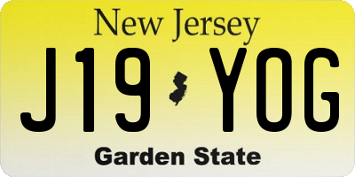 NJ license plate J19YOG