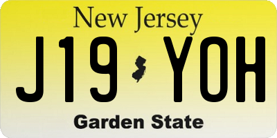 NJ license plate J19YOH