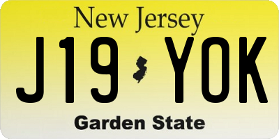 NJ license plate J19YOK