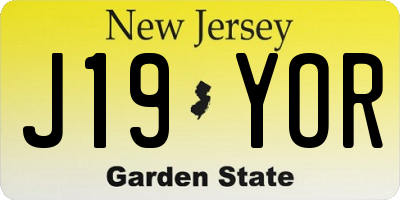 NJ license plate J19YOR