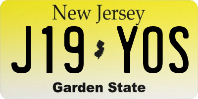NJ license plate J19YOS