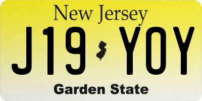 NJ license plate J19YOY