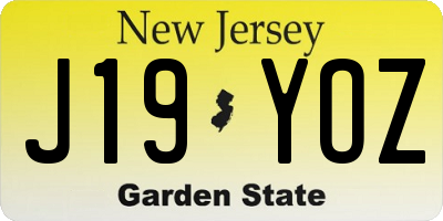 NJ license plate J19YOZ