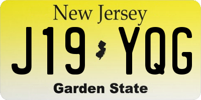 NJ license plate J19YQG