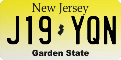 NJ license plate J19YQN
