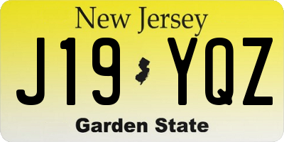 NJ license plate J19YQZ