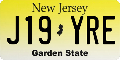 NJ license plate J19YRE