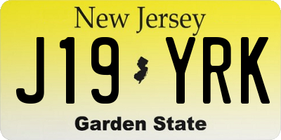 NJ license plate J19YRK