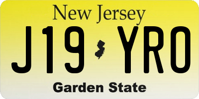 NJ license plate J19YRO