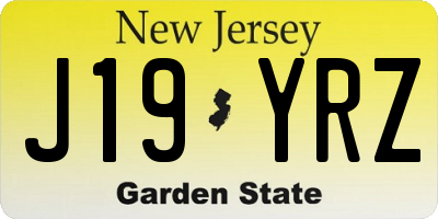 NJ license plate J19YRZ