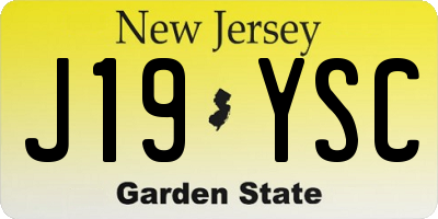 NJ license plate J19YSC