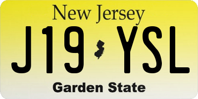 NJ license plate J19YSL