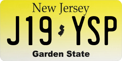 NJ license plate J19YSP