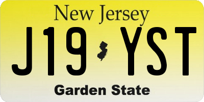 NJ license plate J19YST