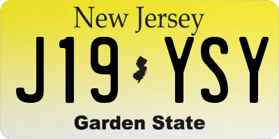 NJ license plate J19YSY