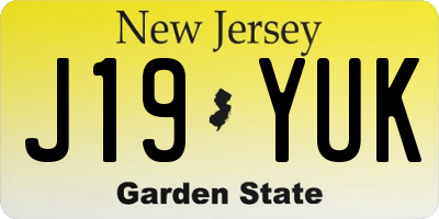NJ license plate J19YUK