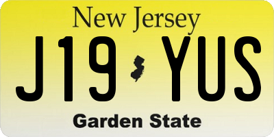 NJ license plate J19YUS