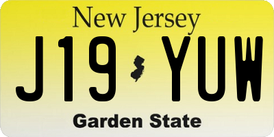 NJ license plate J19YUW
