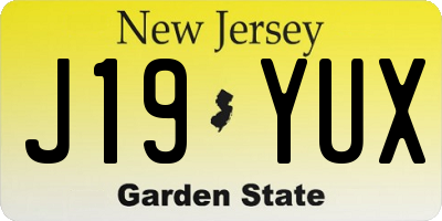 NJ license plate J19YUX