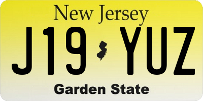 NJ license plate J19YUZ