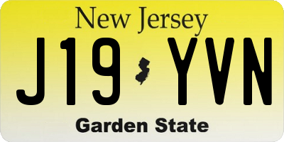 NJ license plate J19YVN
