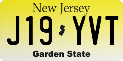 NJ license plate J19YVT