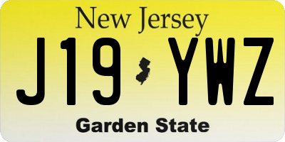 NJ license plate J19YWZ