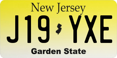 NJ license plate J19YXE