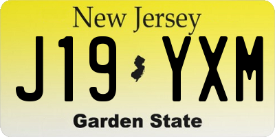 NJ license plate J19YXM