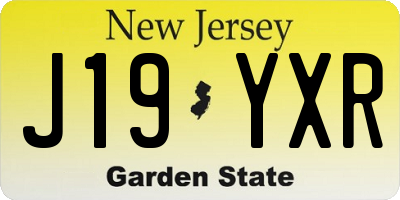 NJ license plate J19YXR