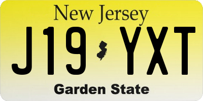 NJ license plate J19YXT