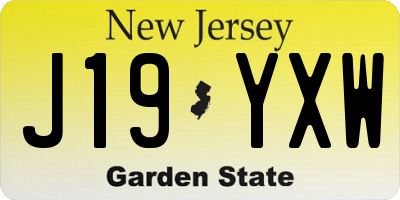 NJ license plate J19YXW